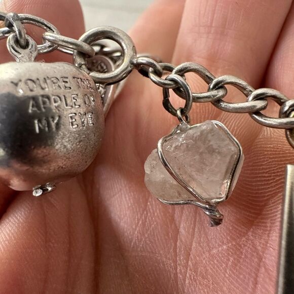 Vintage Sterling And Silver Tone Mix Charm Bracelet - Picture 13 of 16